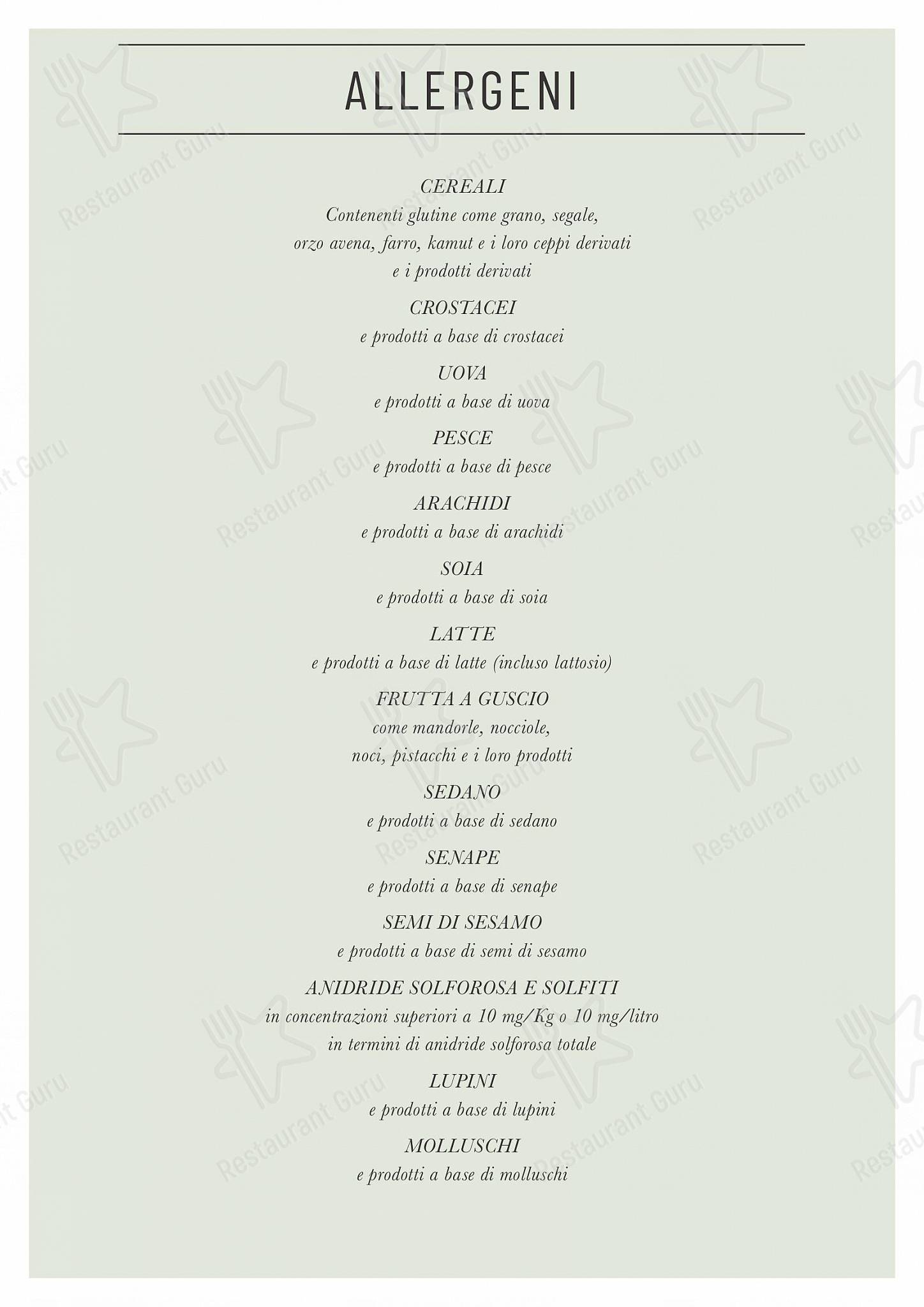 Menu di Taverna Cestia Roma - piatti e bevande
