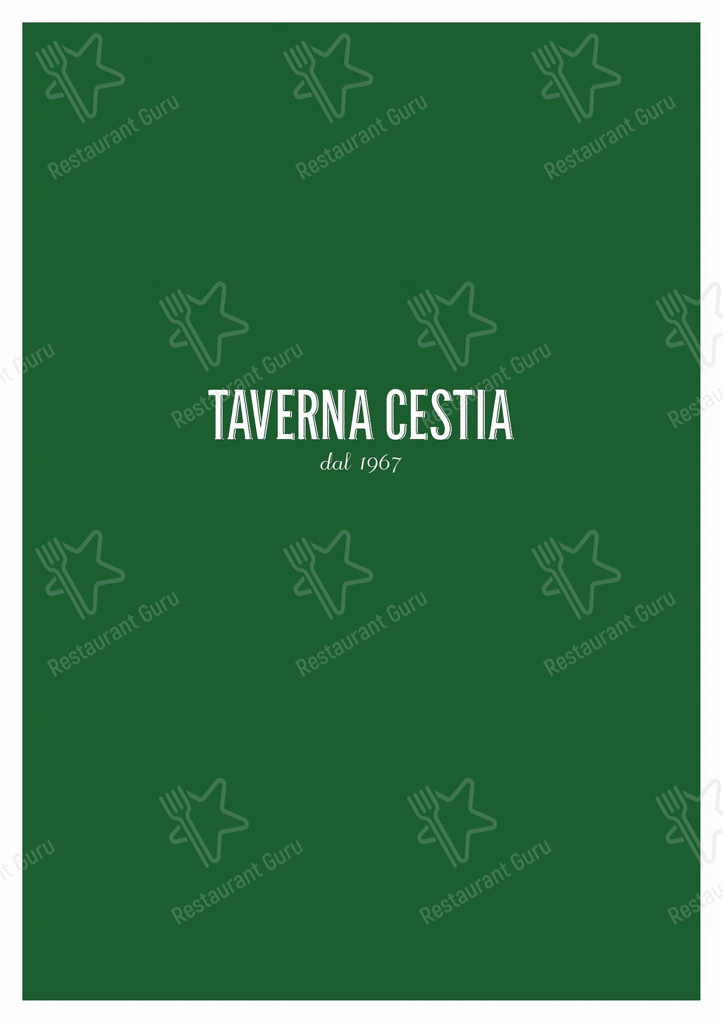 Menu di Taverna Cestia Roma - piatti e bevande