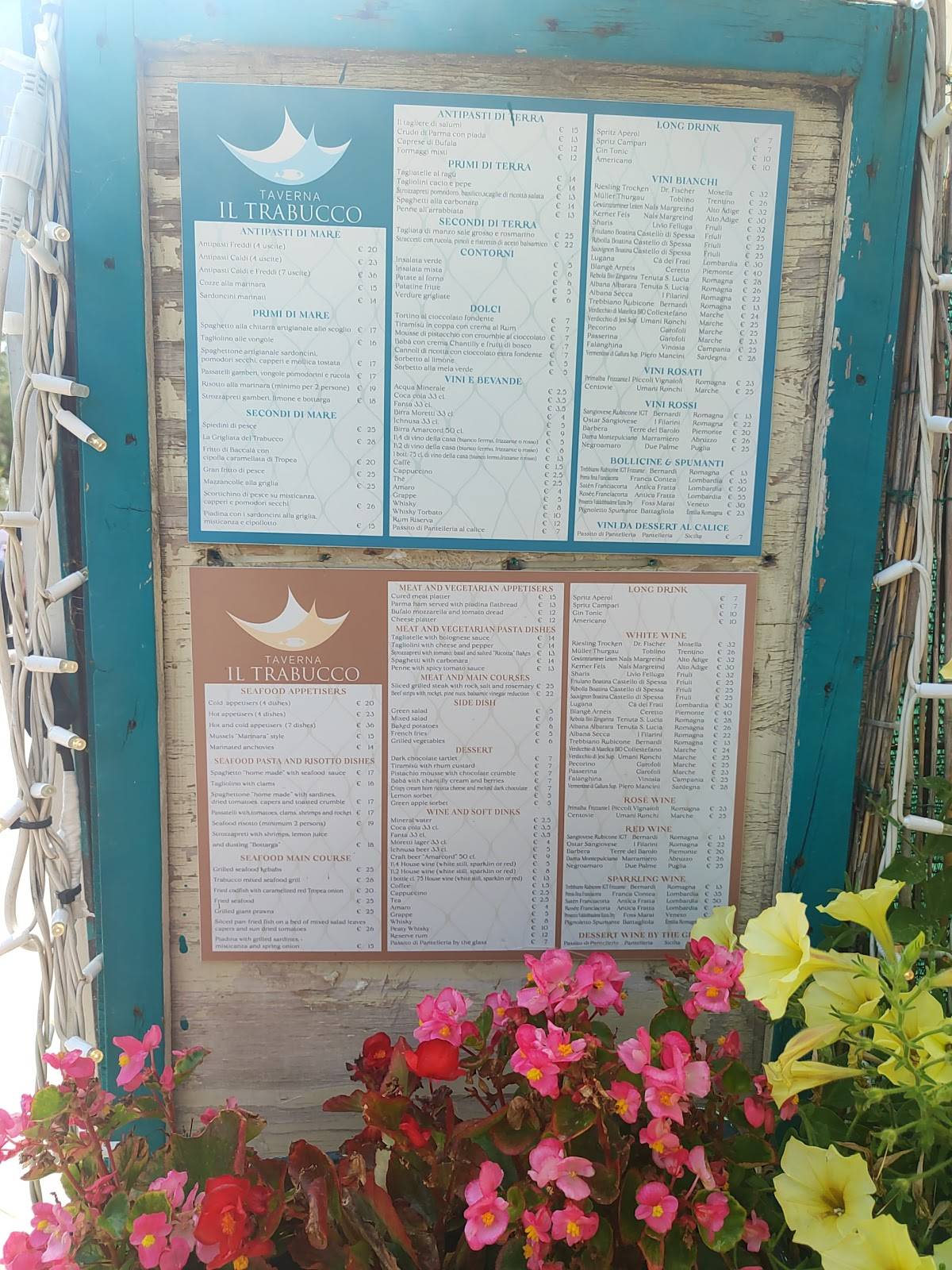 Menu di Taverna il Trabucco 