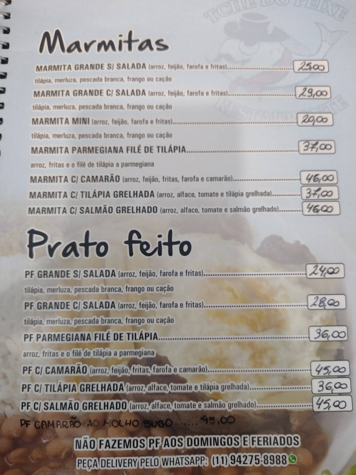 Tchê do Peixe Restaurante Salto cardápio