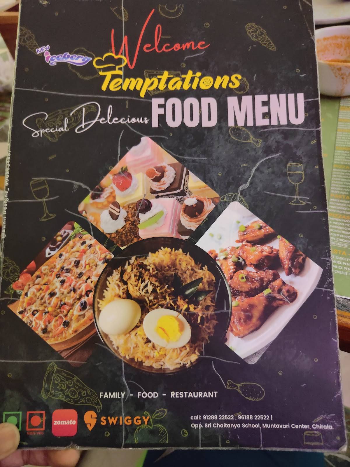 Temptations menu