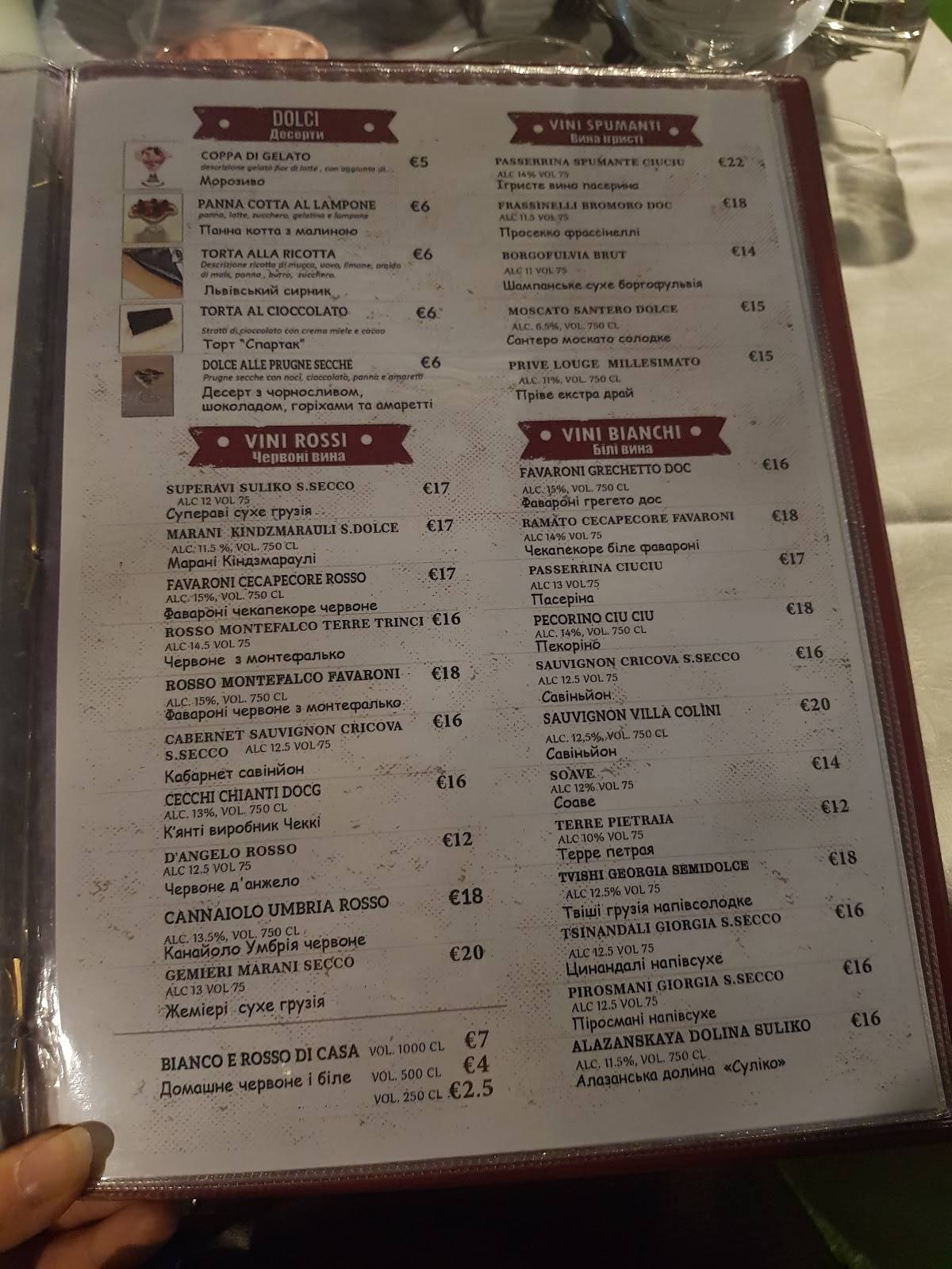 Menu di Ristorante - Pizzeria Kozak 