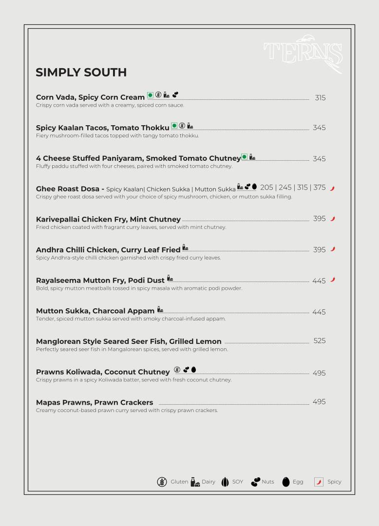 Terns menu