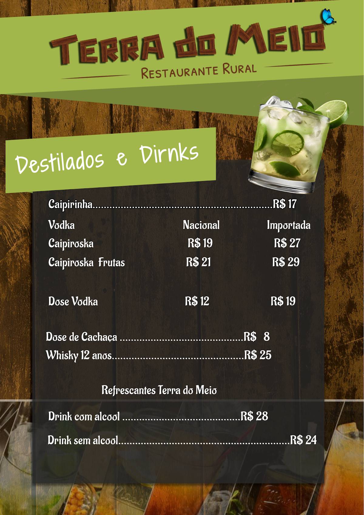 TERRA DO MEIO - Restaurante Rural cardápio