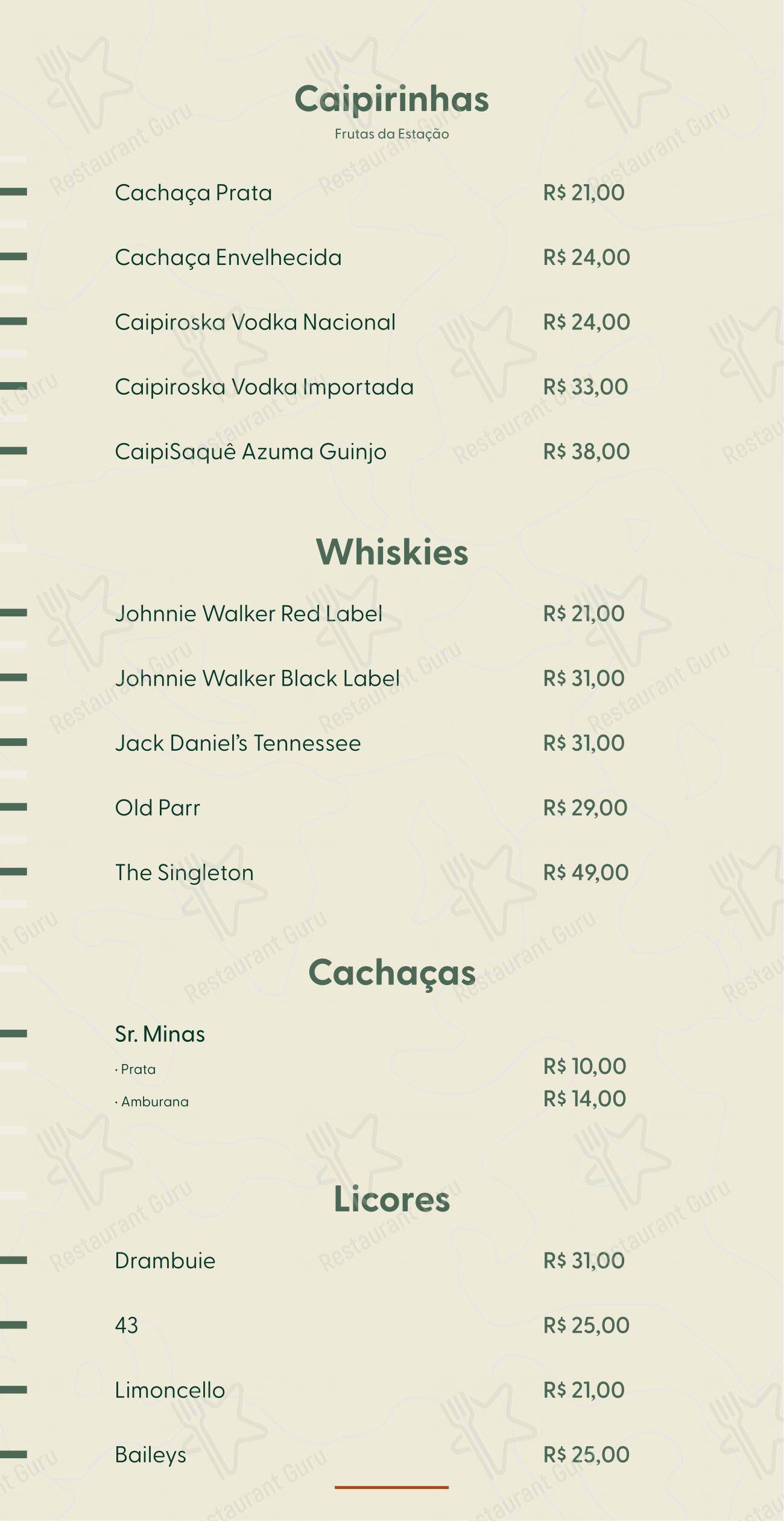 Menu para Terraço Hot Beach em Olímpia