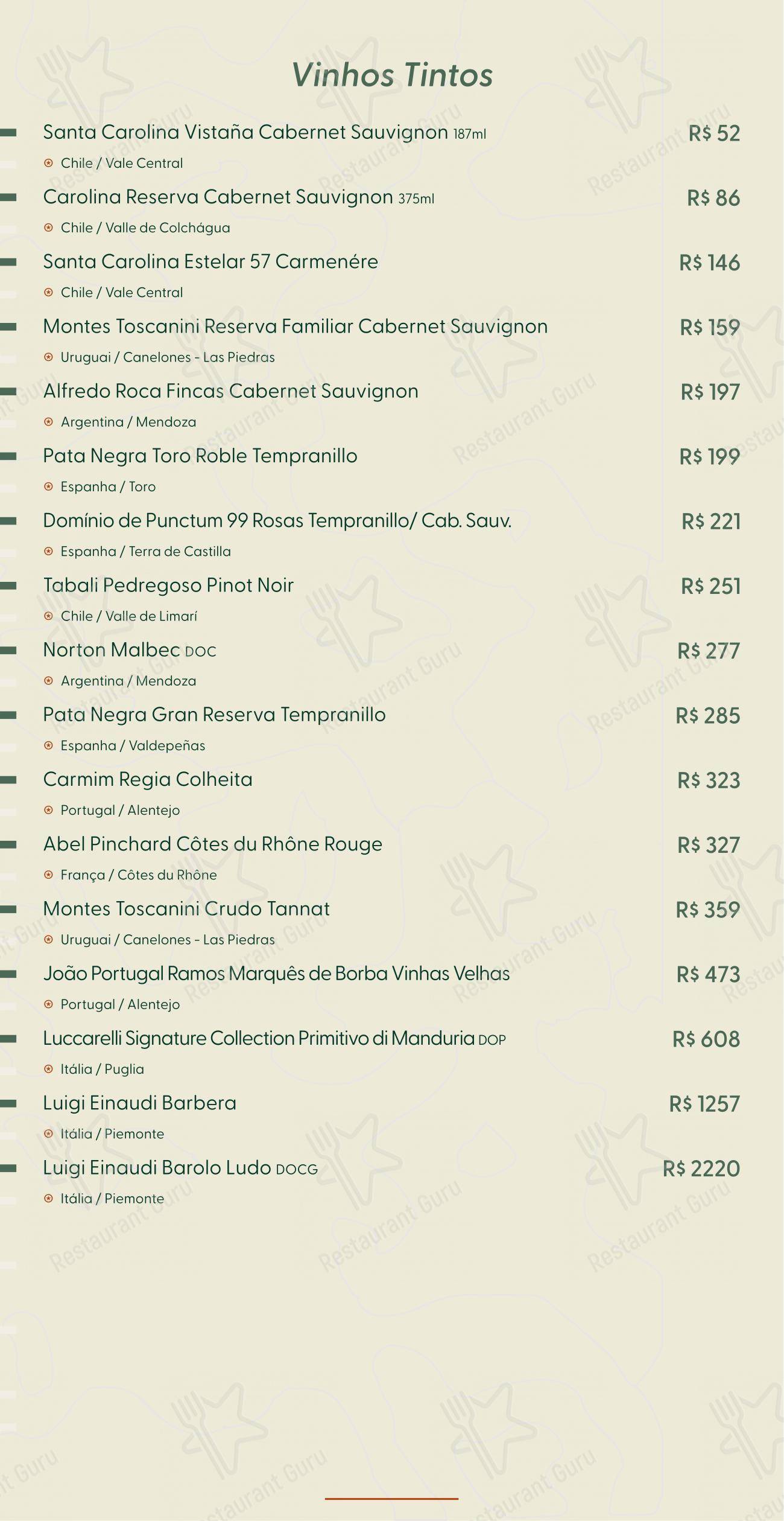 Terraço Hot Beach em Olímpia - Menu
