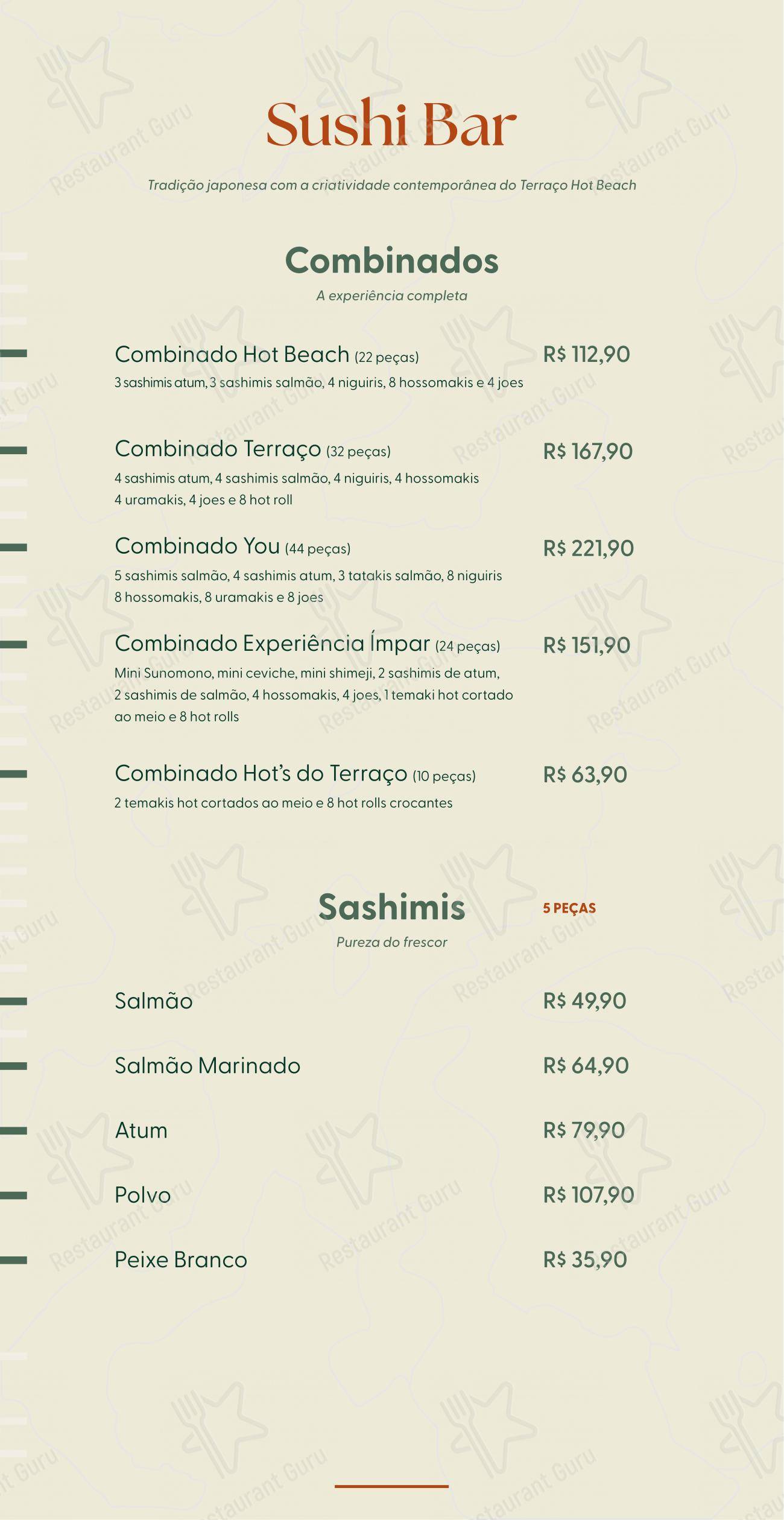 Menu para Terraço Hot Beach em Olímpia