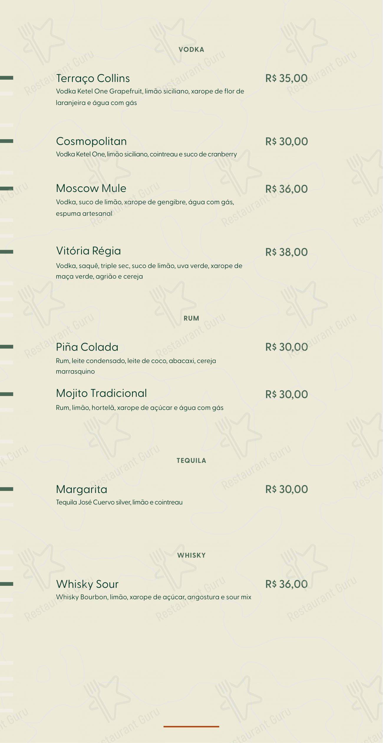 Menu para Terraço Hot Beach restaurante