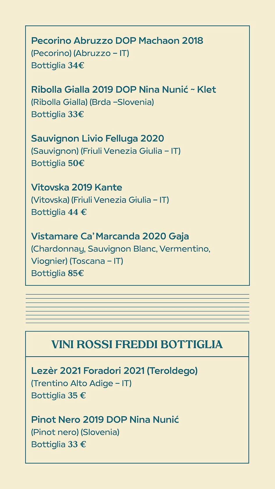 Menu di Terrazza Mirador Rome 