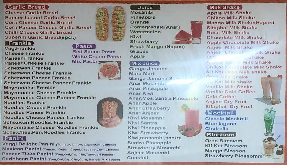 Evening Spot Snacks Center menu