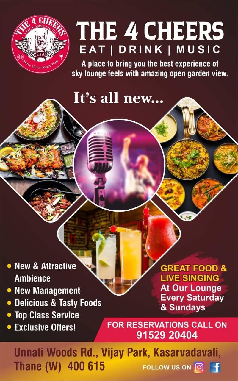 The 4 Cheers - Best Open Restaurant in Kasarvadavali,Thane west menu