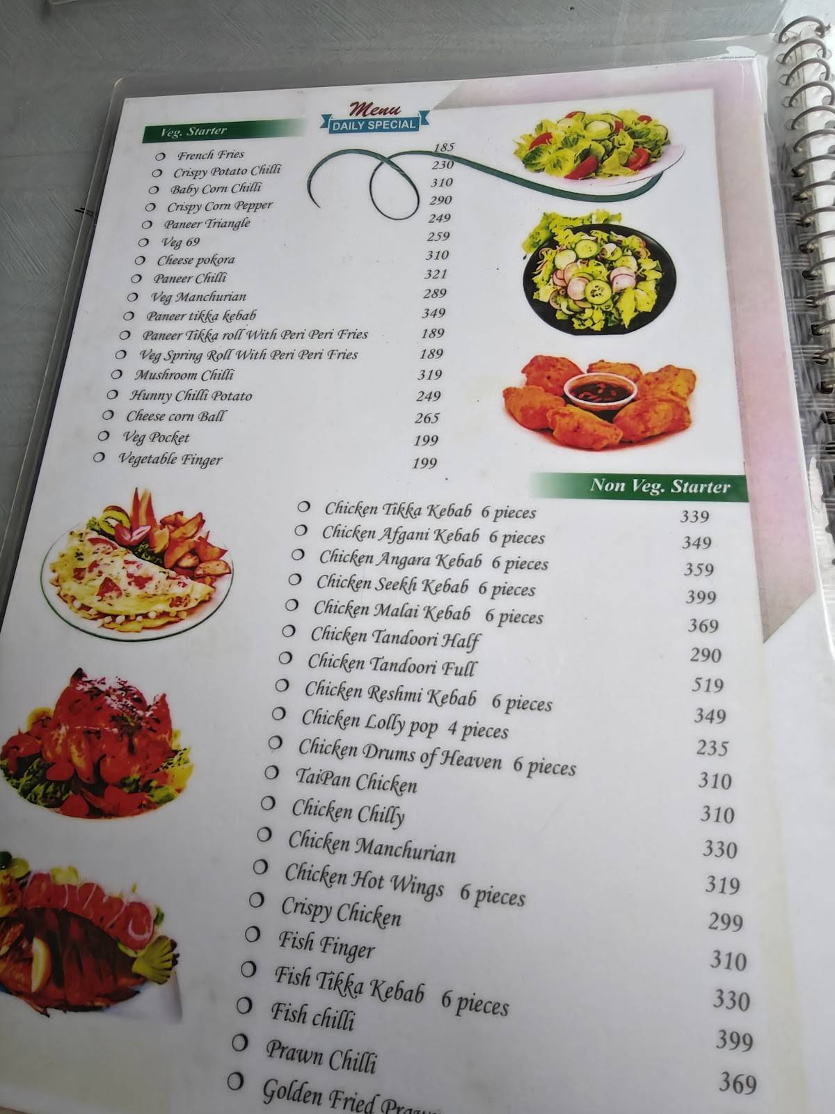 The Arsalan Siliguri menu