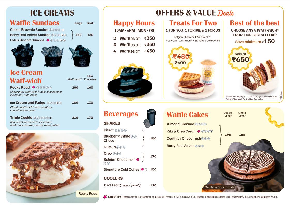 The Belgian Waffle Co menu