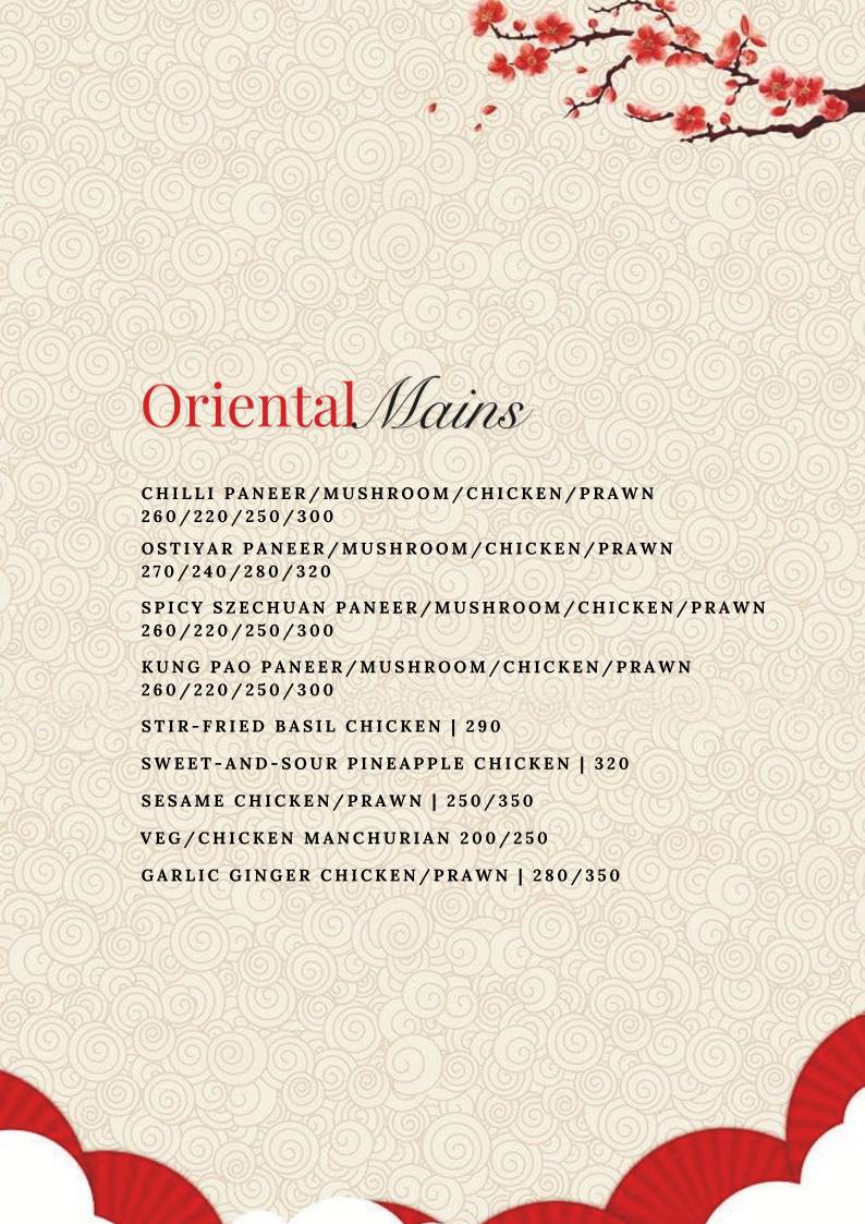 The Bibliophilia Café menu