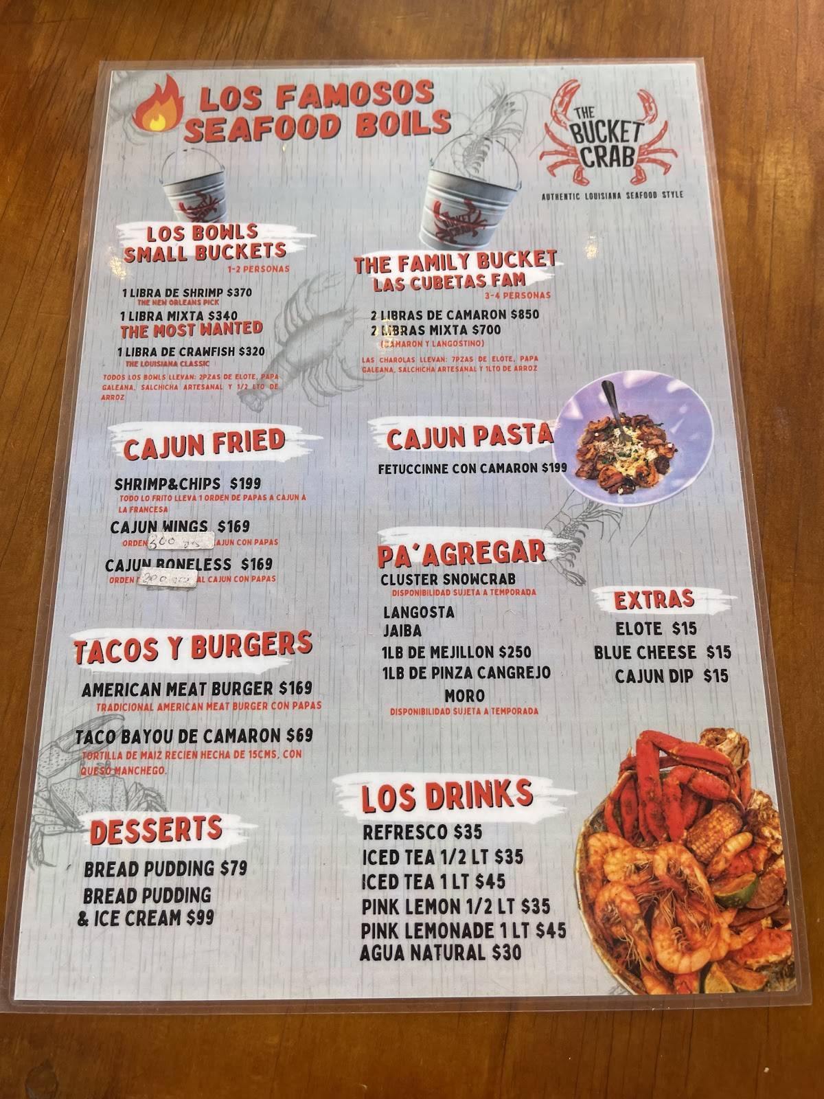 Carta del restaurante The Bucket Crab, Monterrey, Tepehuanes 1715