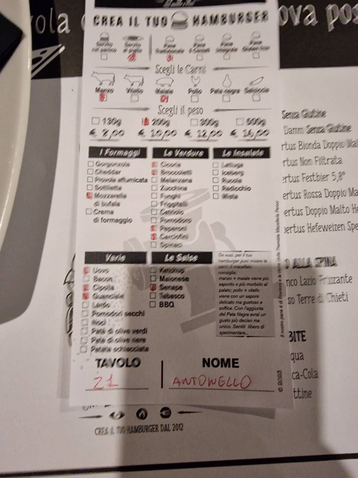 Menu di Ristorante The Butcher House 