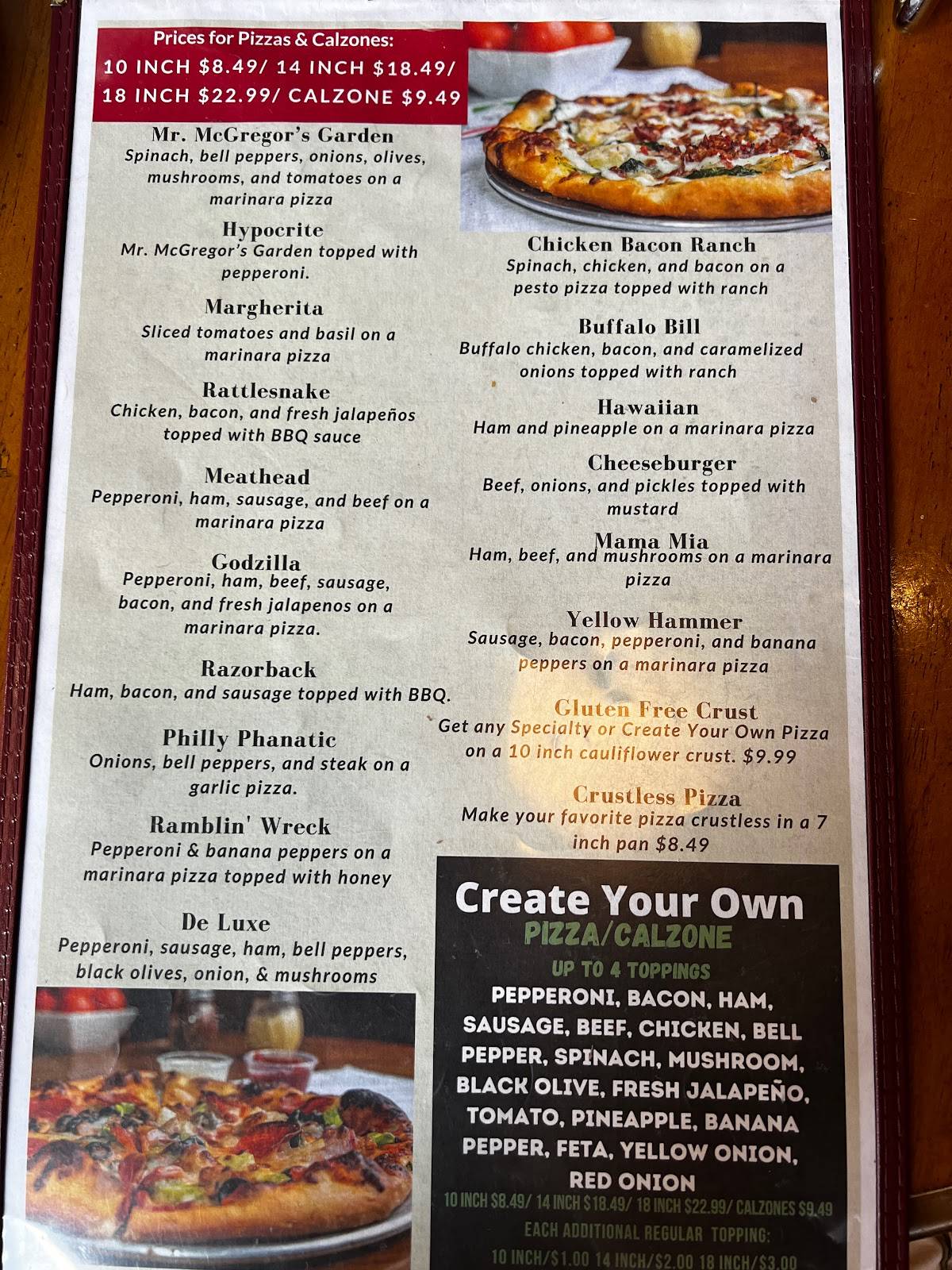 Menu at The Crushed Tomato pizzeria, Summerville