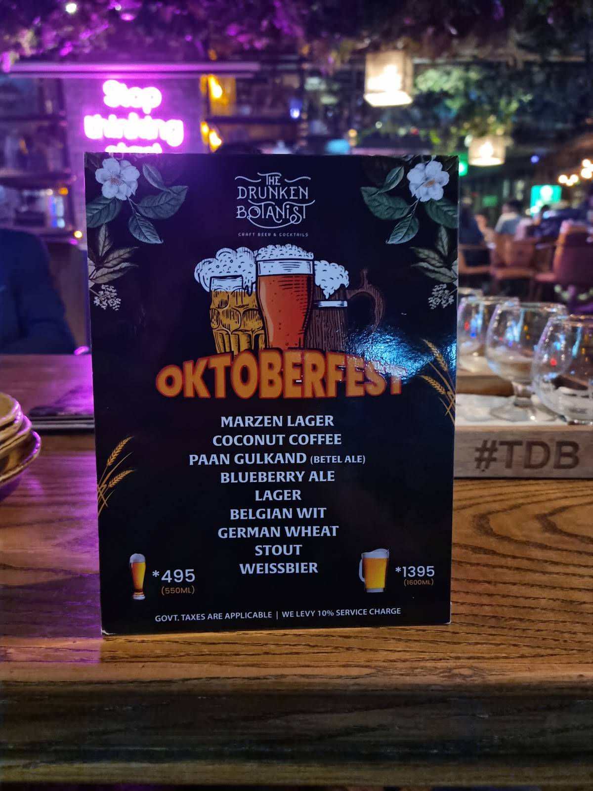 The Drunken Botanist menu