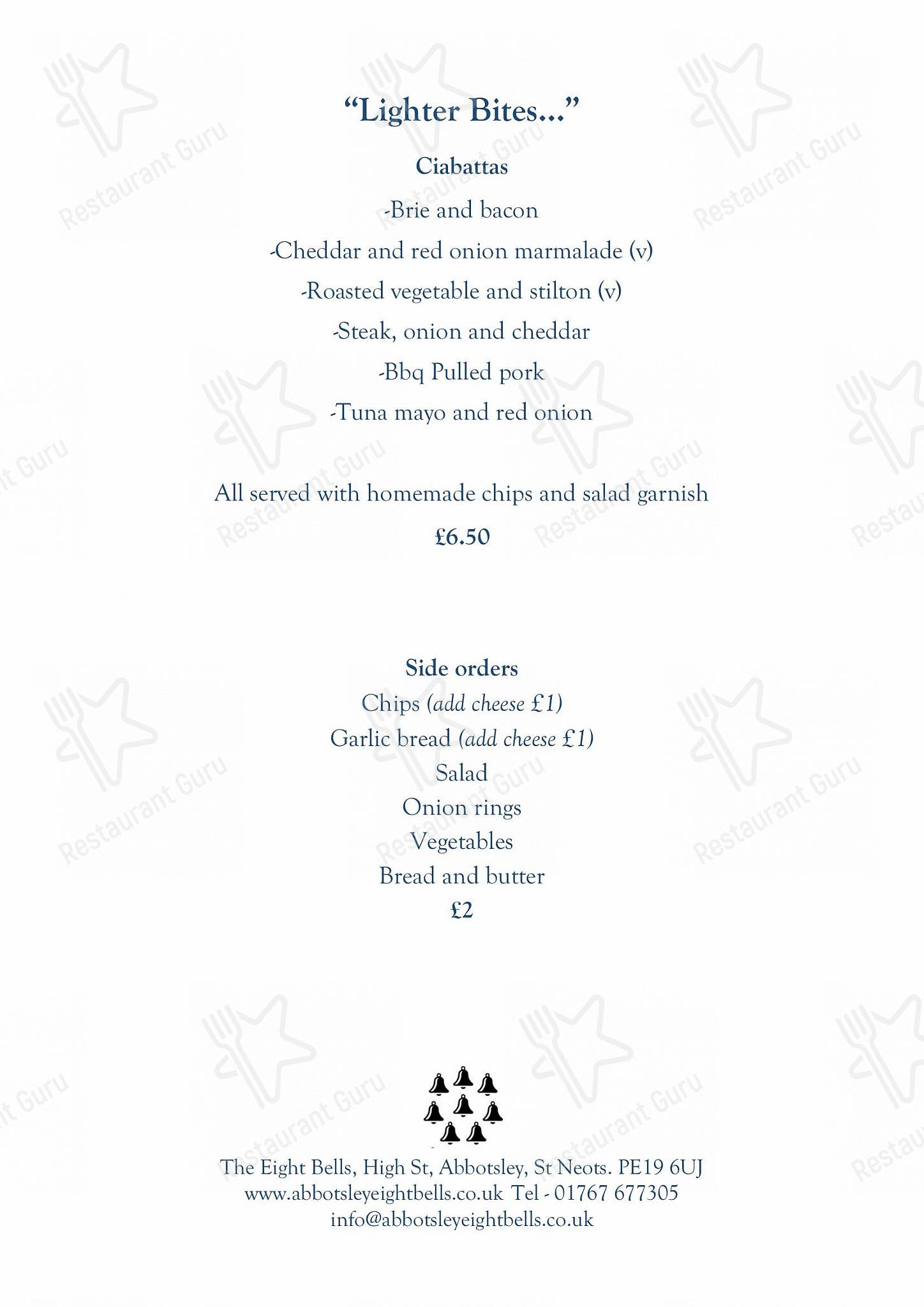 Menu at The Eight Bells pub & bar, Abbotsley, High St