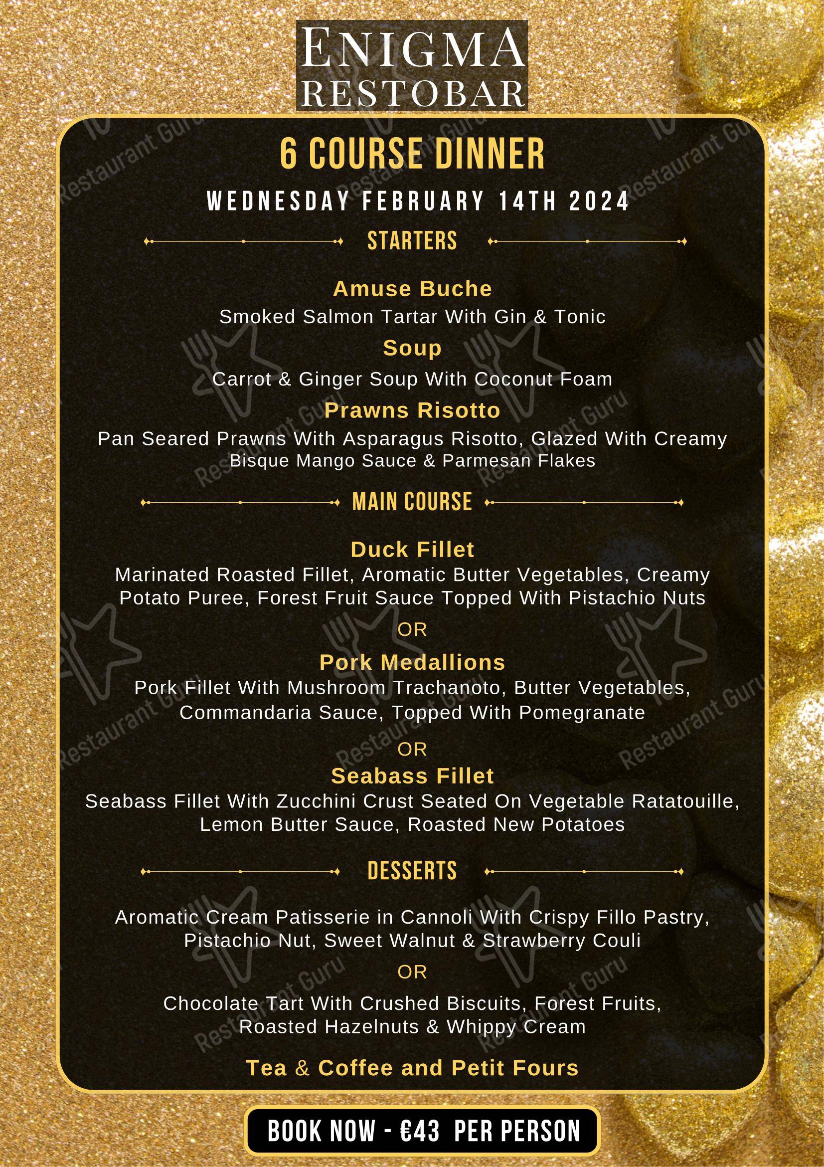 Découvrez le menu pour The Enigma Restobar