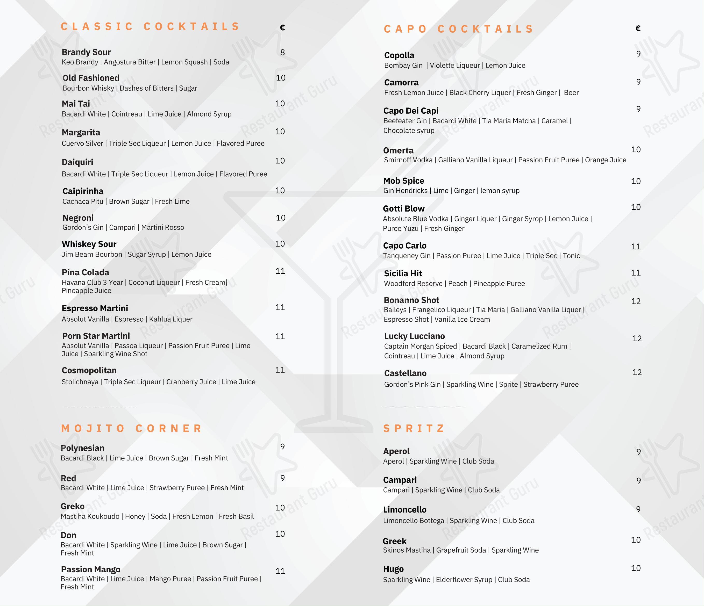 Menu pour The Enigma Restobar restaurant