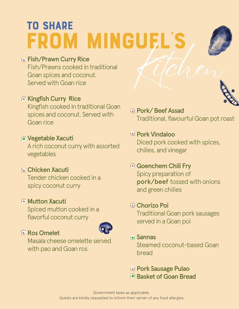 The Fishermans Wharf menu