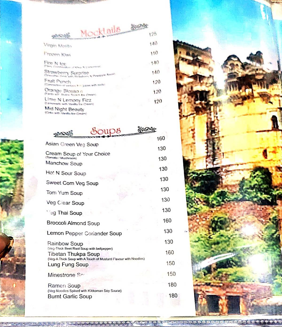 The Food Customs menu