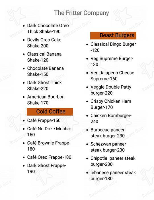 The Fritter Company menu