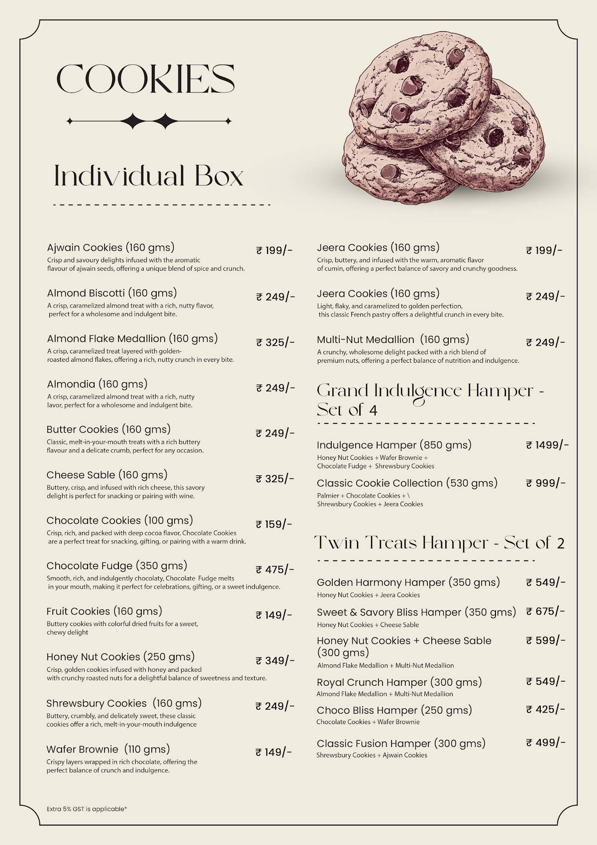 The Gallery Cafe menu