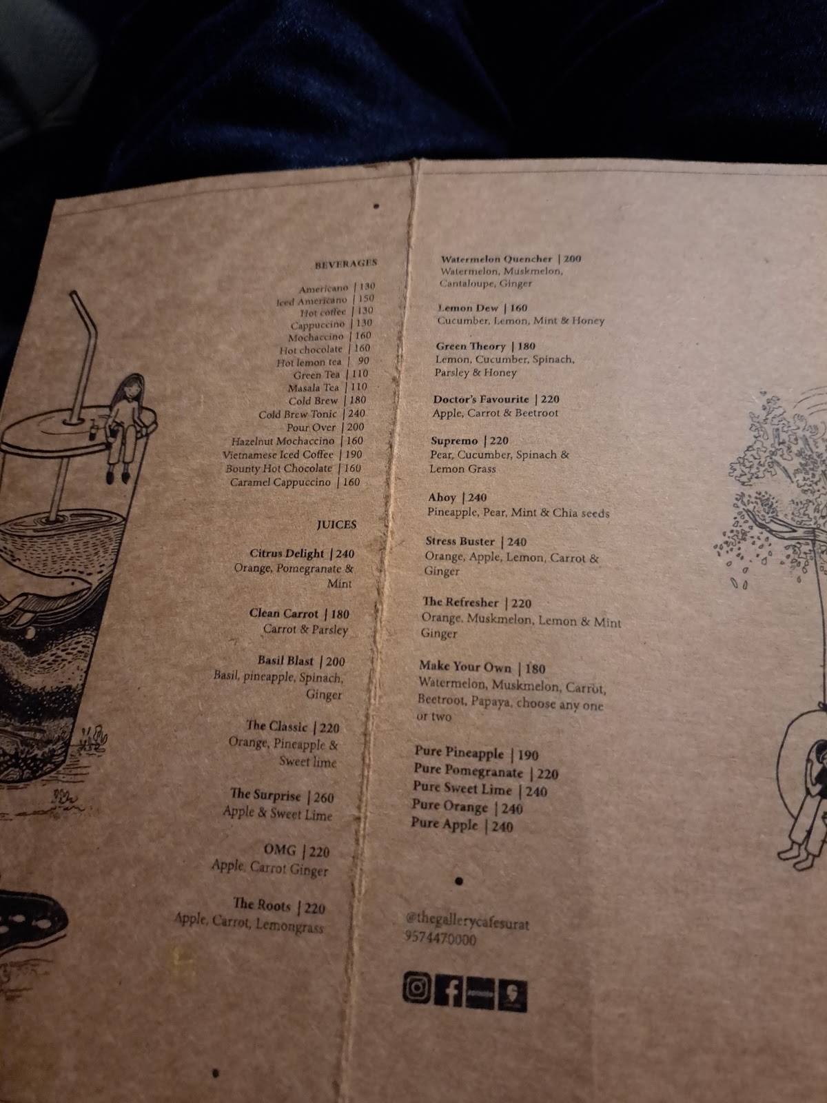 The Gallery Cafe menu