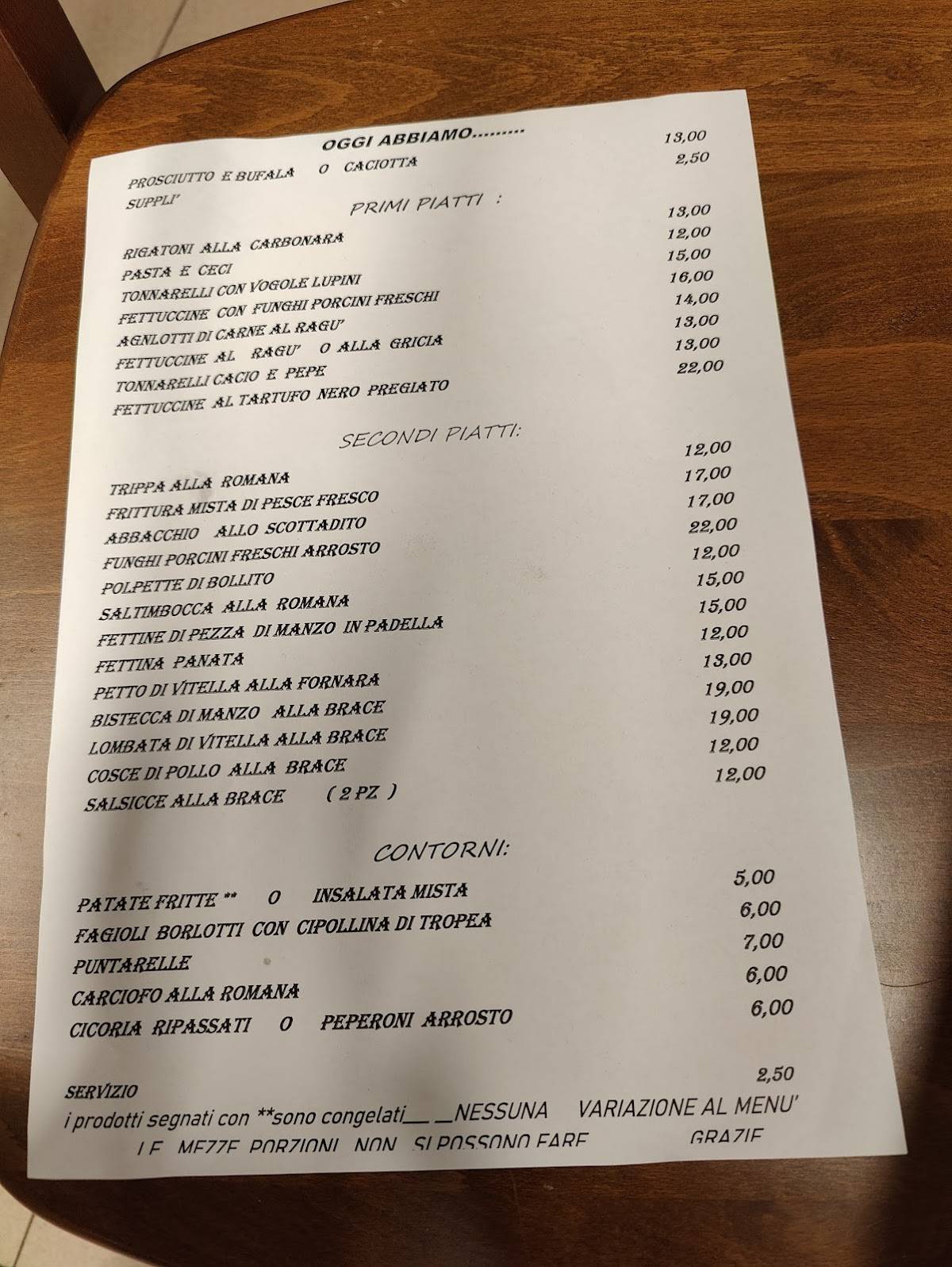 Menu di La Carbonara super 