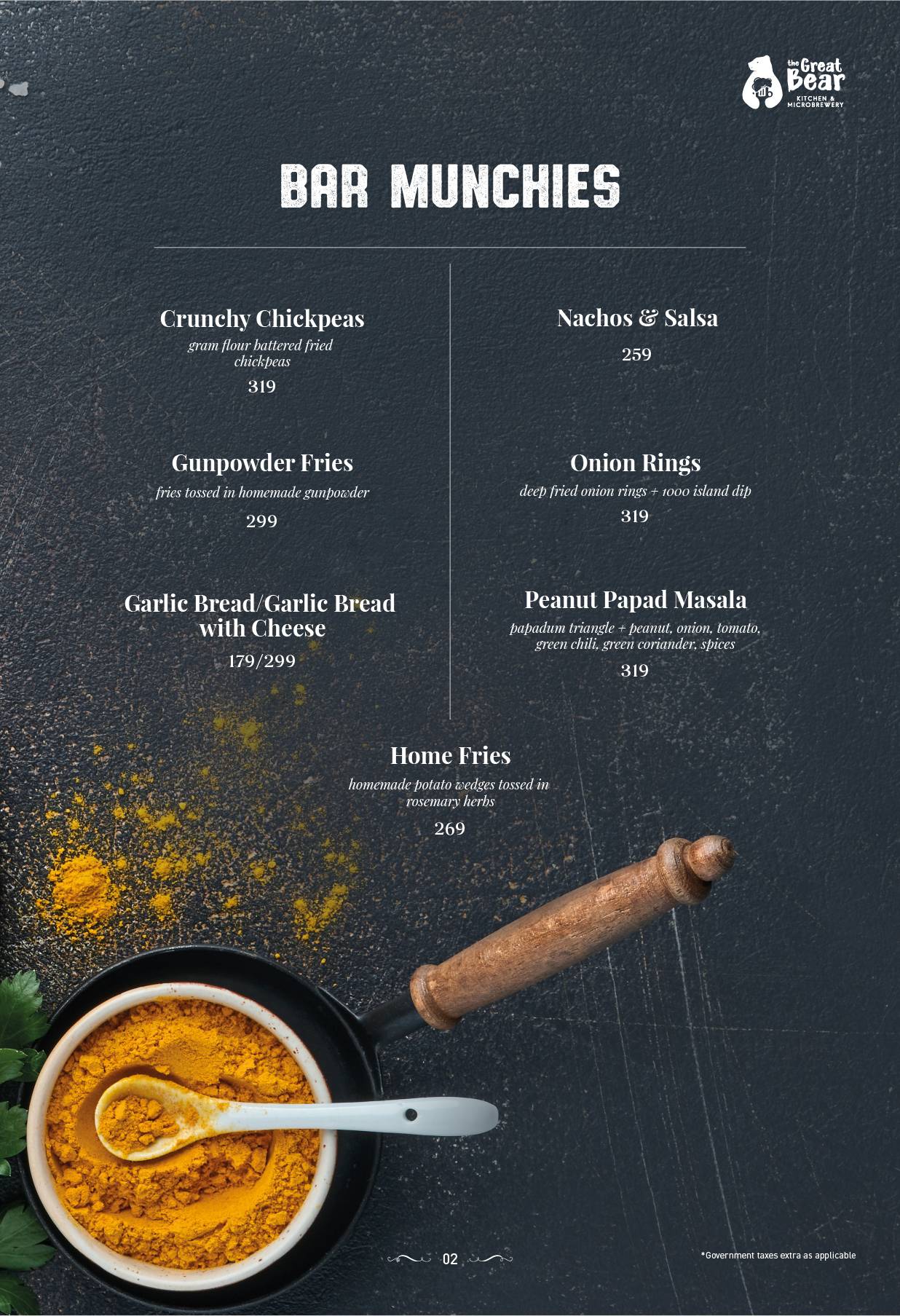 The Great Bear Kitchen & Microbrewery menu