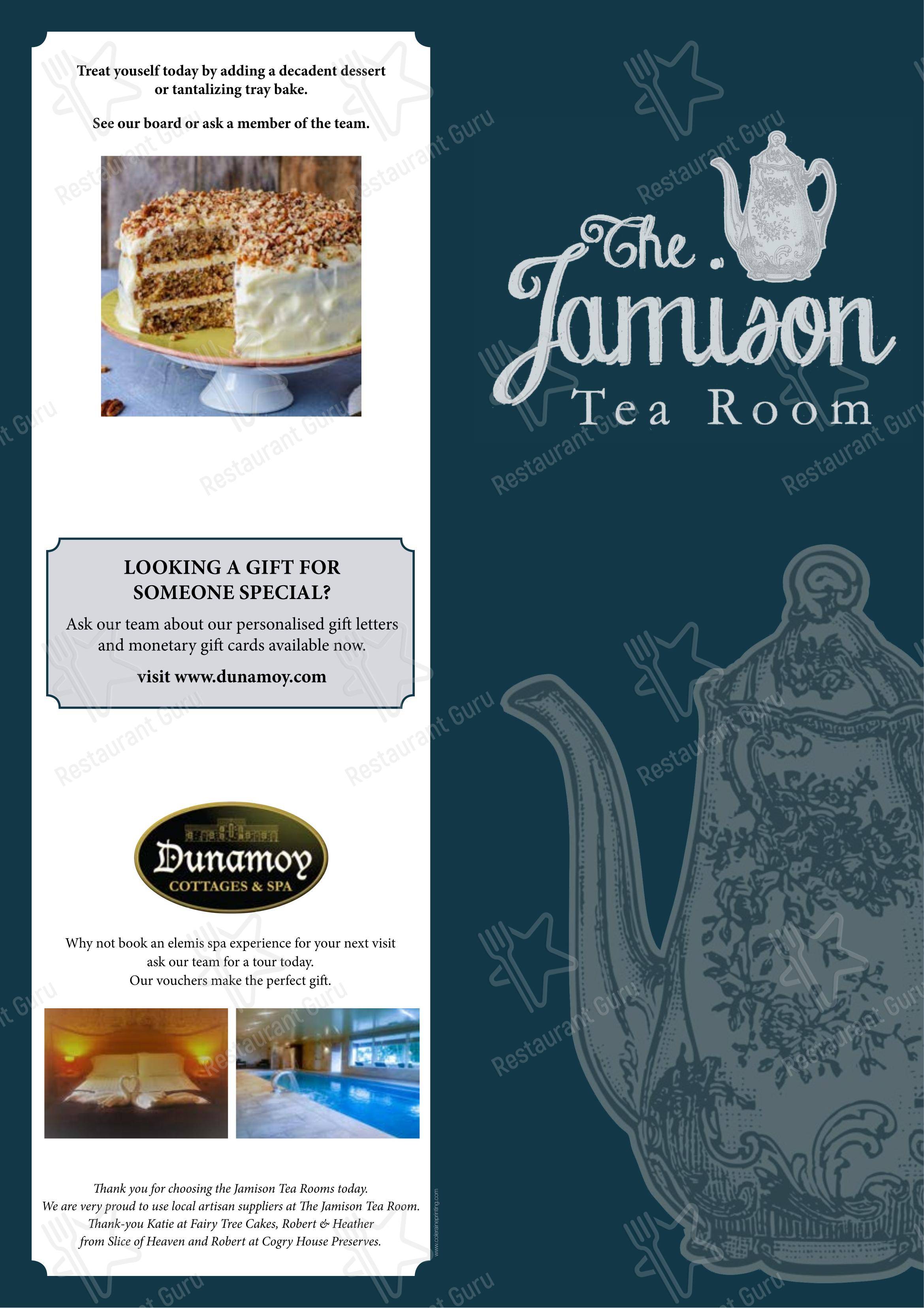 Menu at The Jamison Tea Room restaurant, Ballyclare