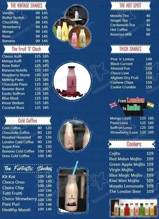The London Shakes Chandigarh menu