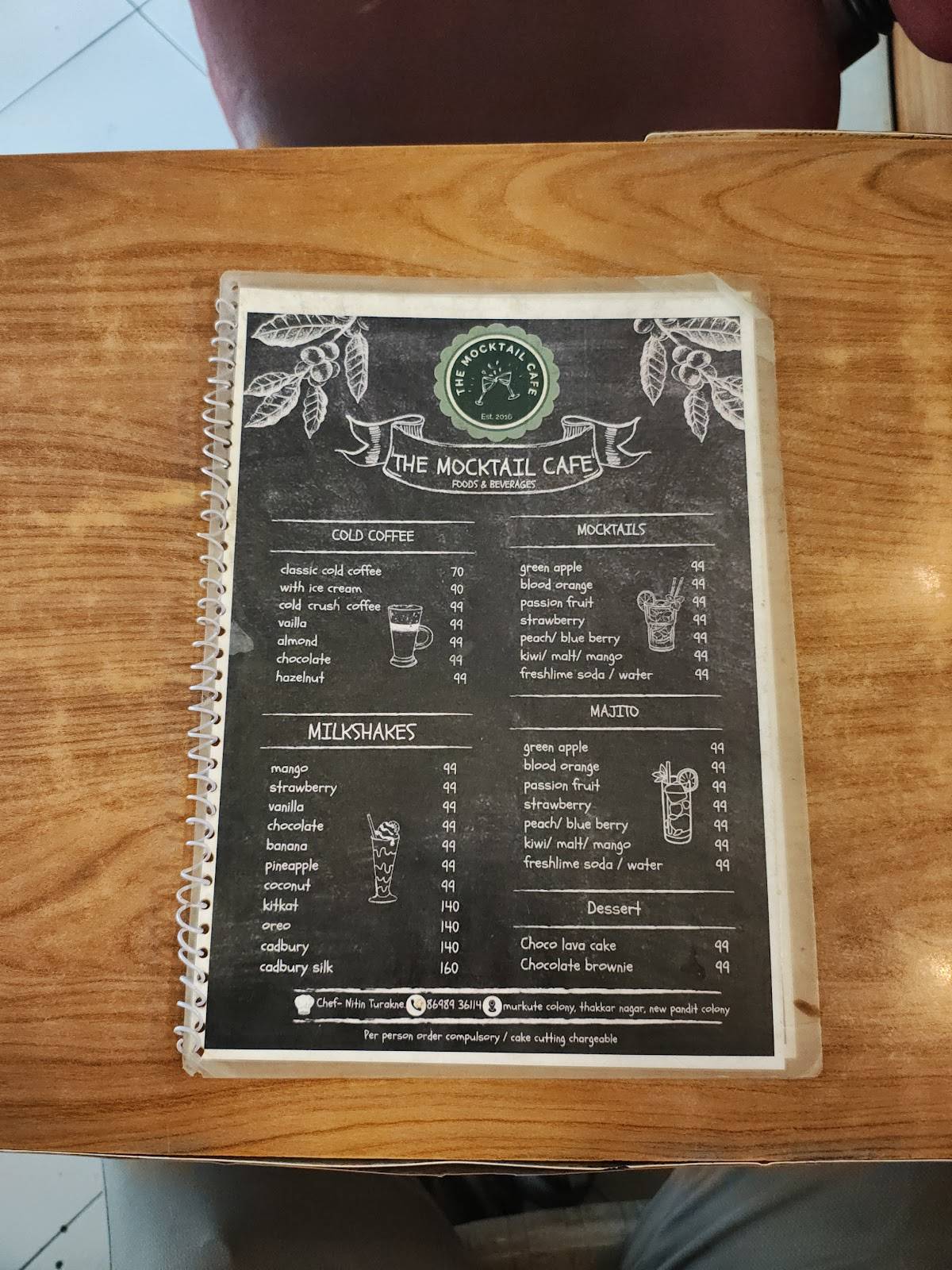 The Mocktail Cafe menu