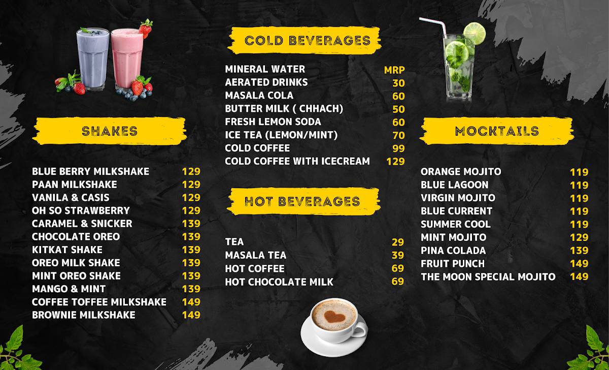 The Moon Restaurant menu