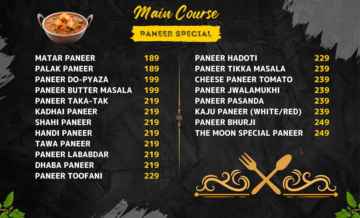 The Moon Restaurant menu