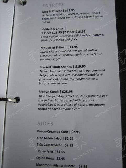 The Noble Pig menu