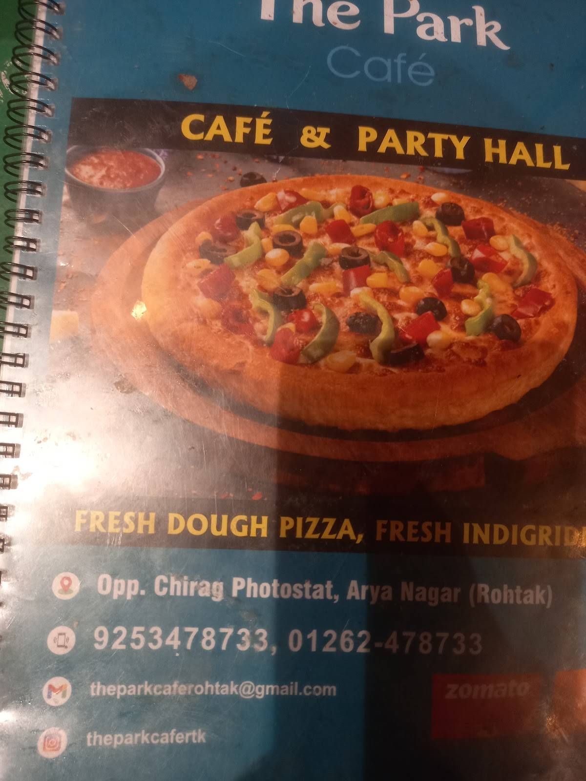The Park Cafe menu