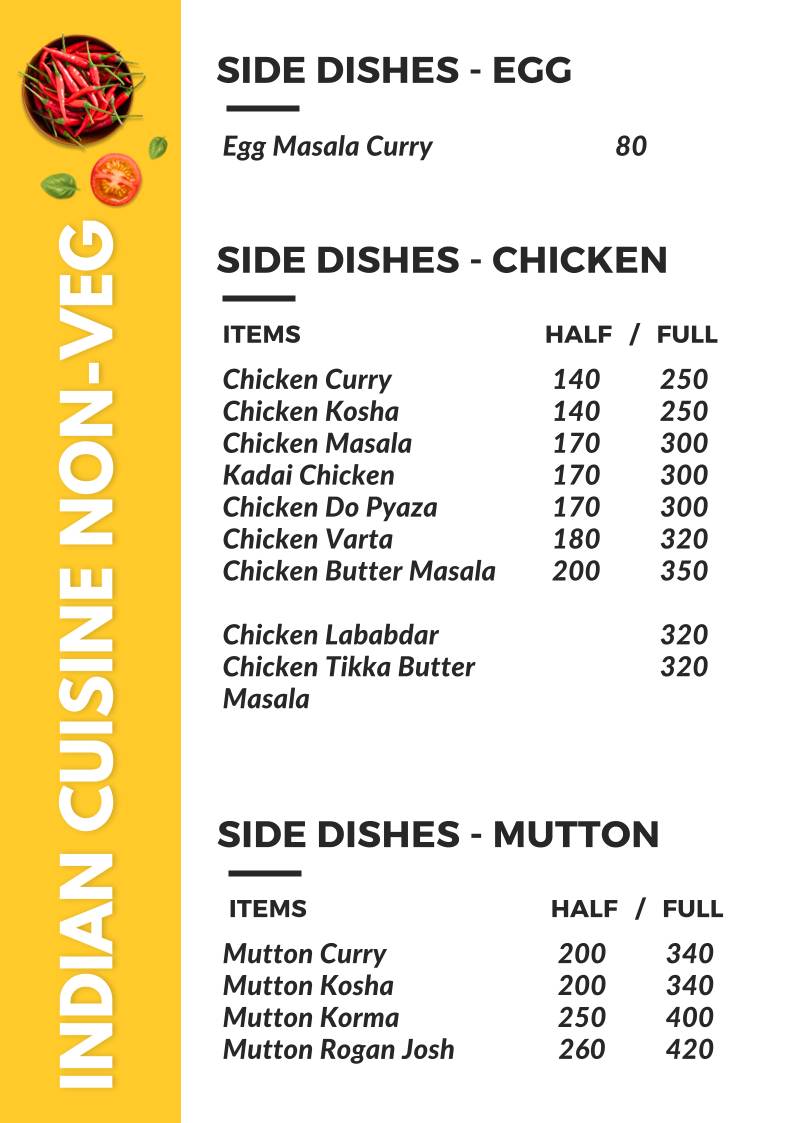 The Photographer's Kitchen menu