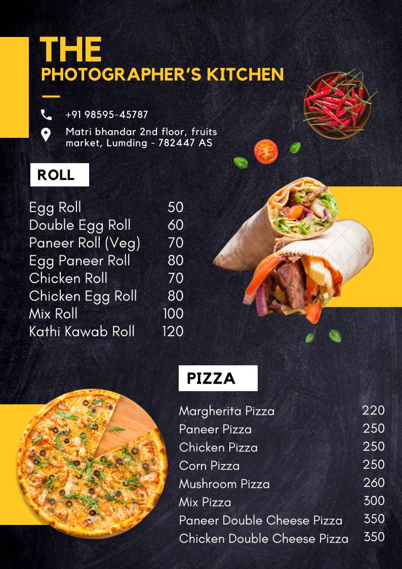 The Photographer's Kitchen menu
