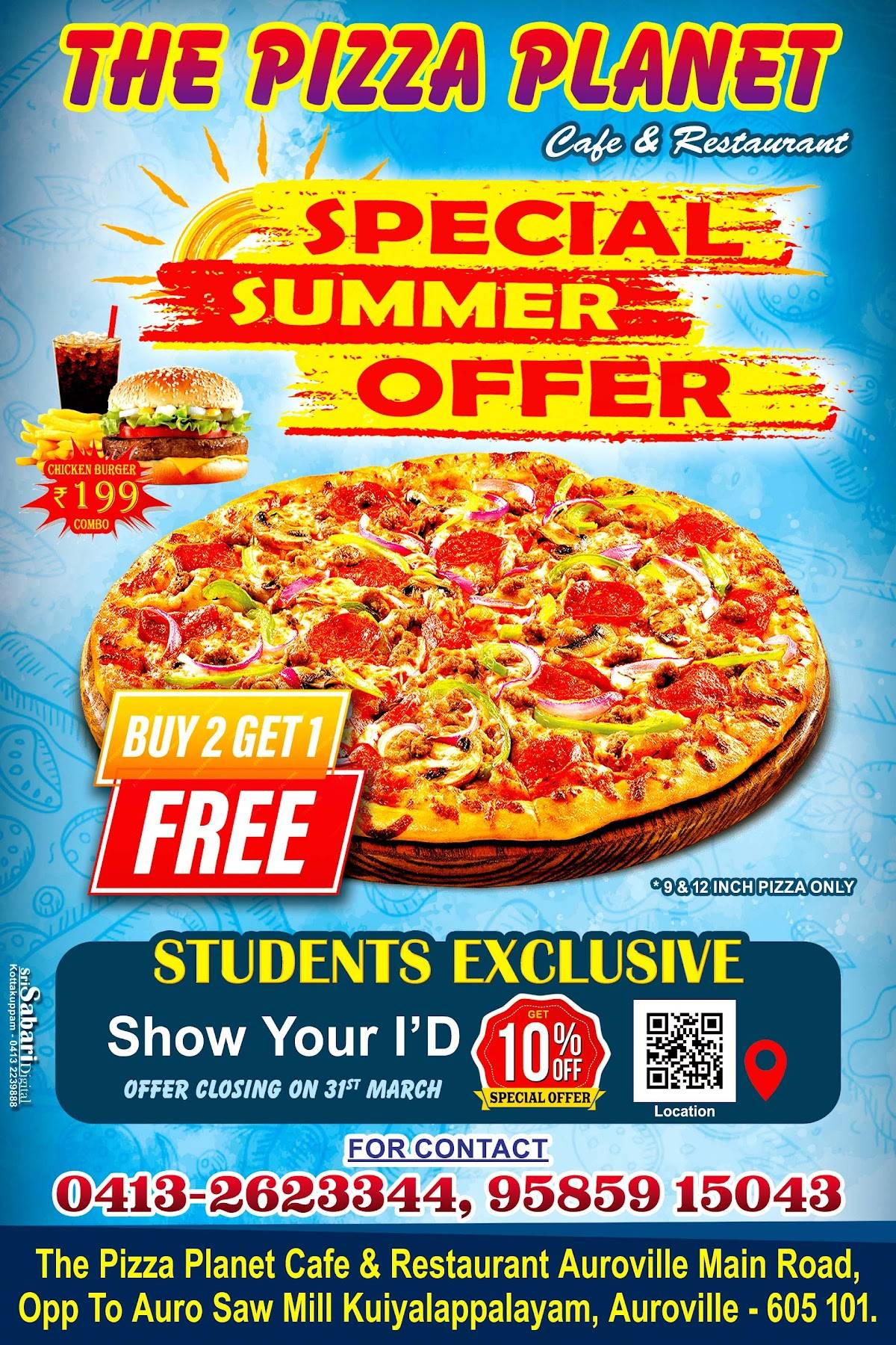 The Pizza Planet Cafe & Restaurant menu