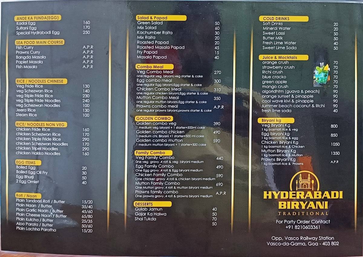 The Royal Taste menu