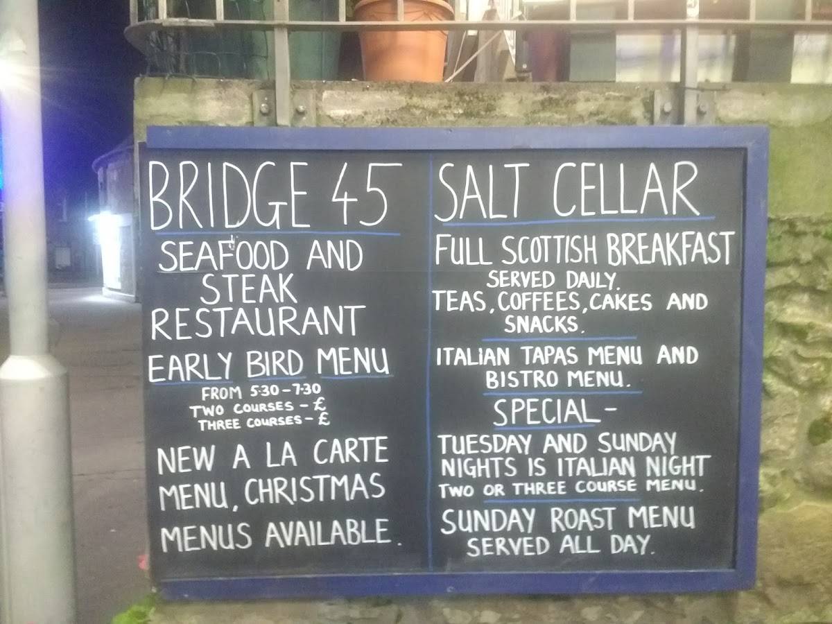 Menu at The Salt Cellar cafe, Lossiemouth