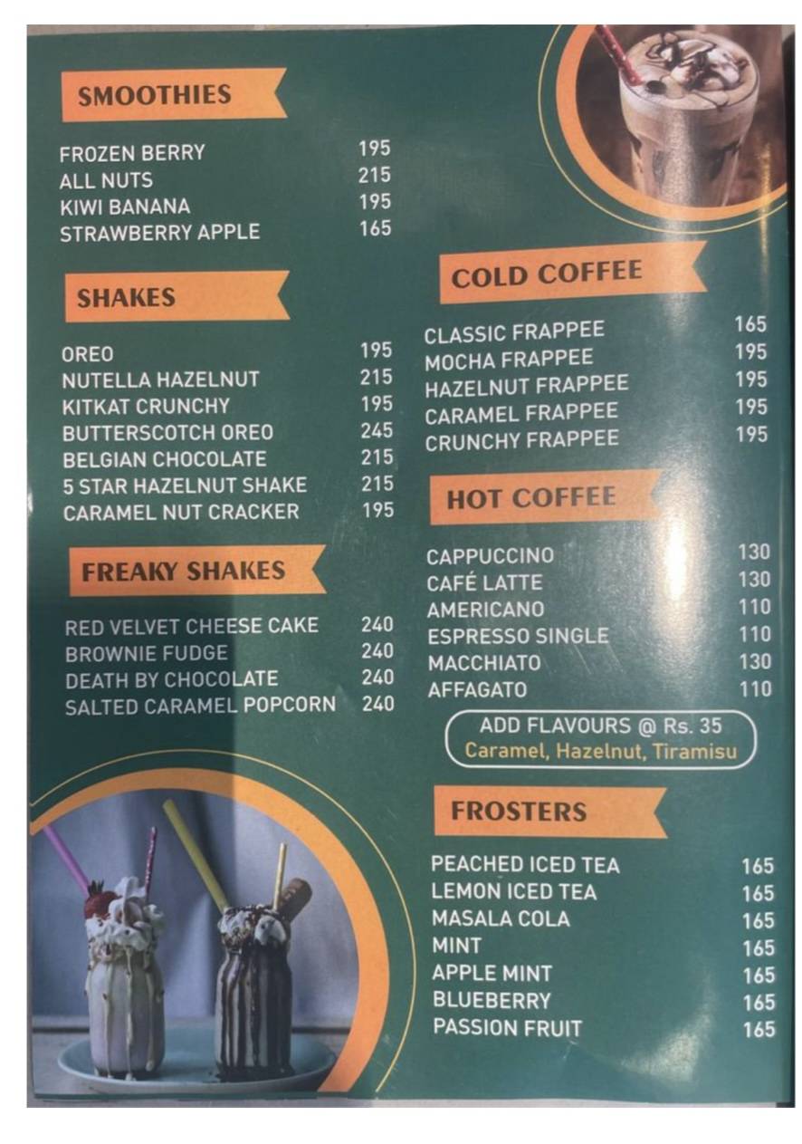 The Sweet Jar, Bakery & Cafe menu