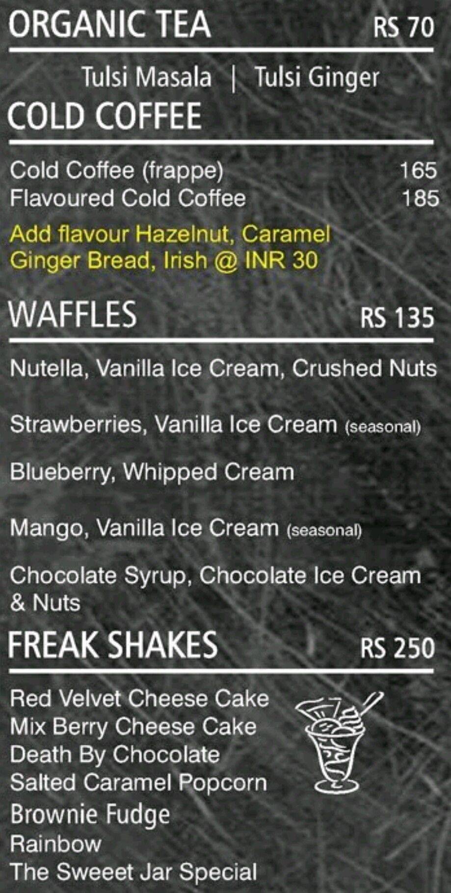 The Sweet Jar, Bakery & Cafe menu