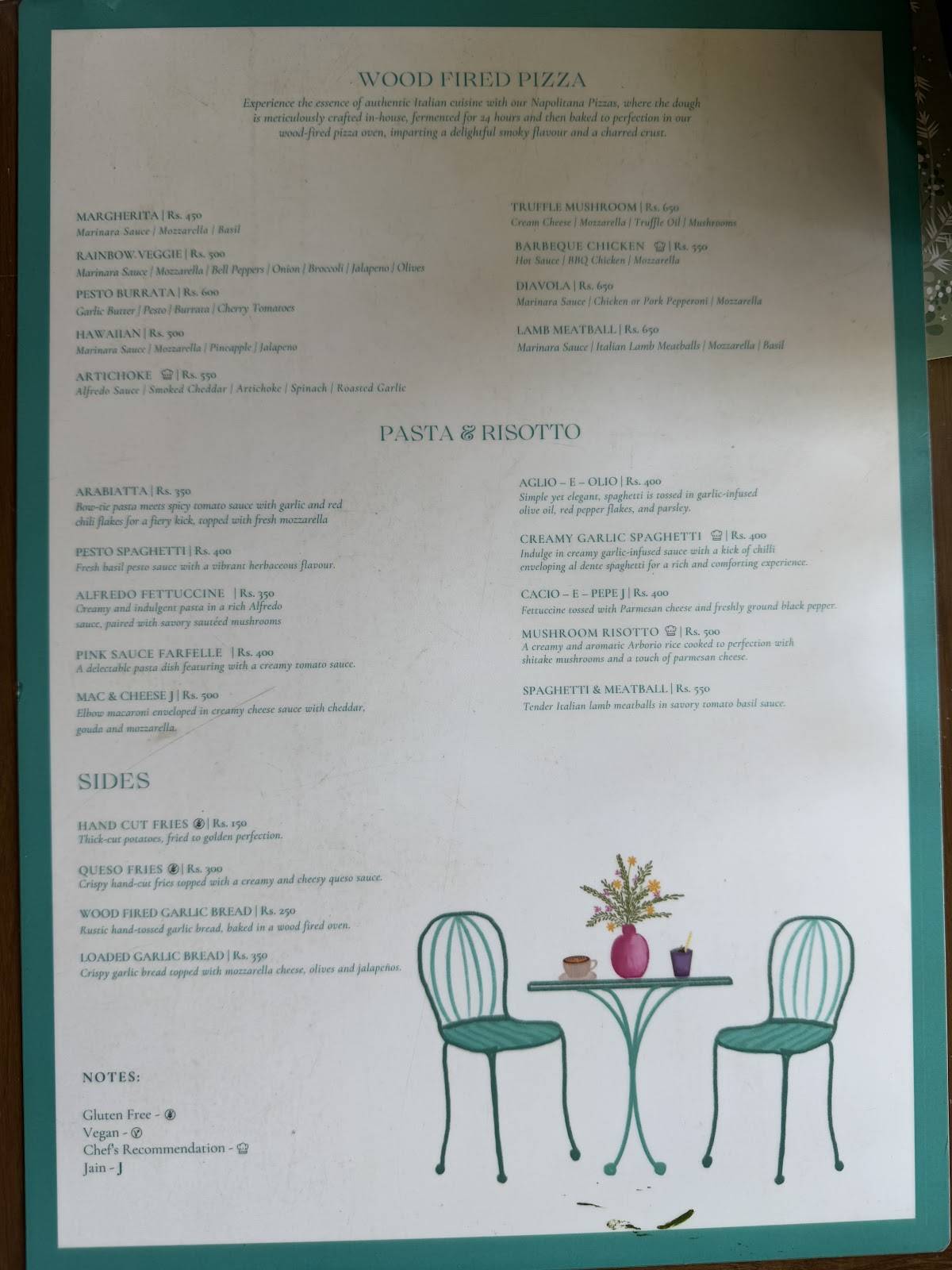 The Table at Splatter menu