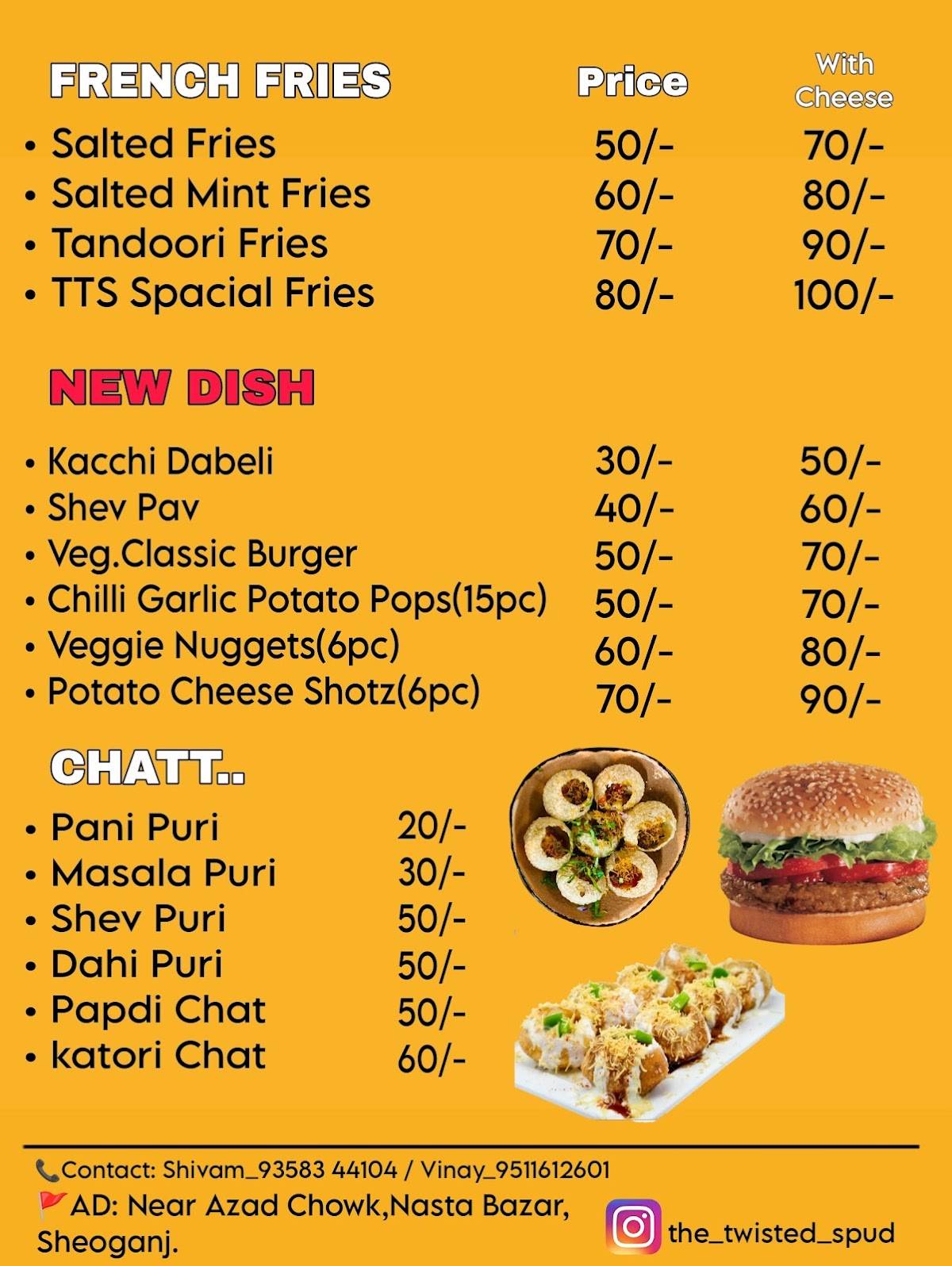 The Twisted Spud menu