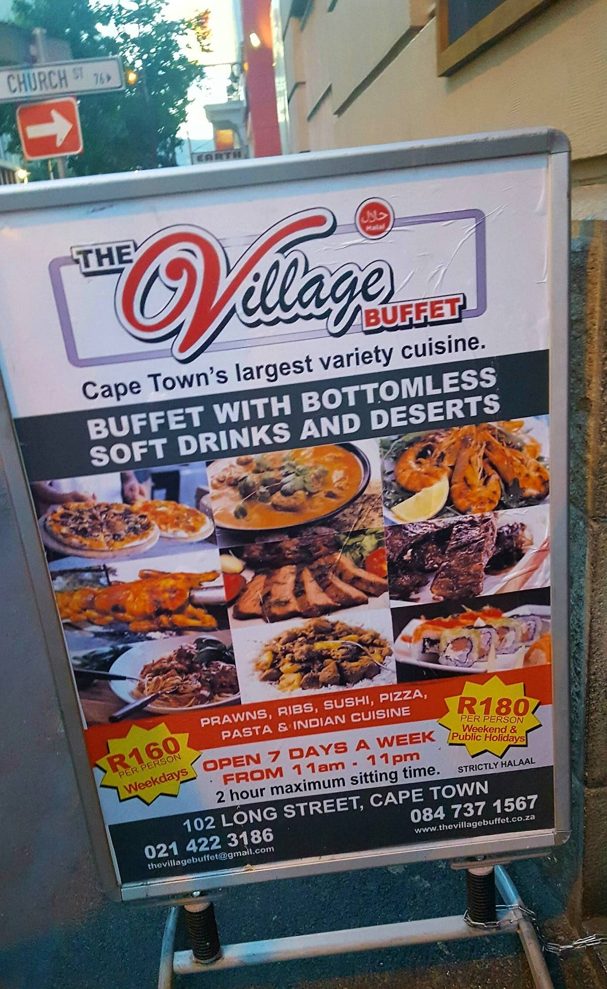 Menu at The Village Buffet restaurant, Cape Town