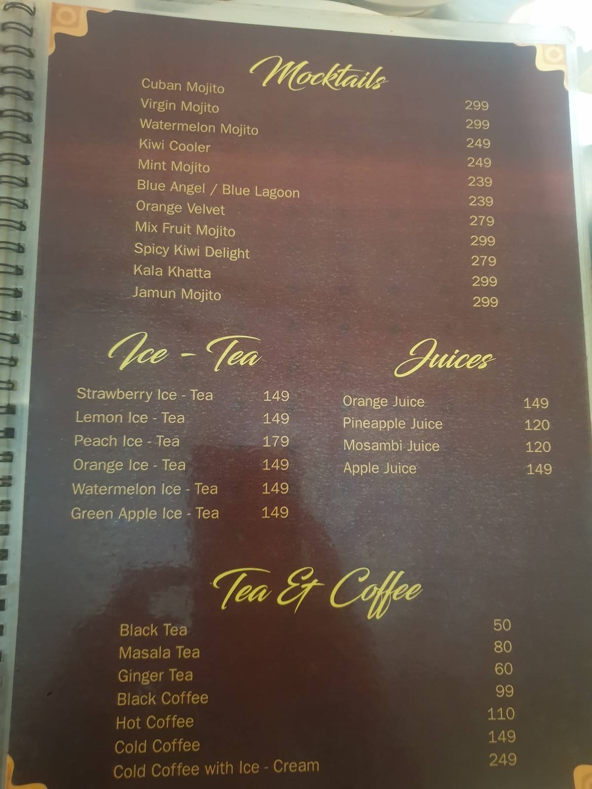 The Waterfall Restaurant Indore menu